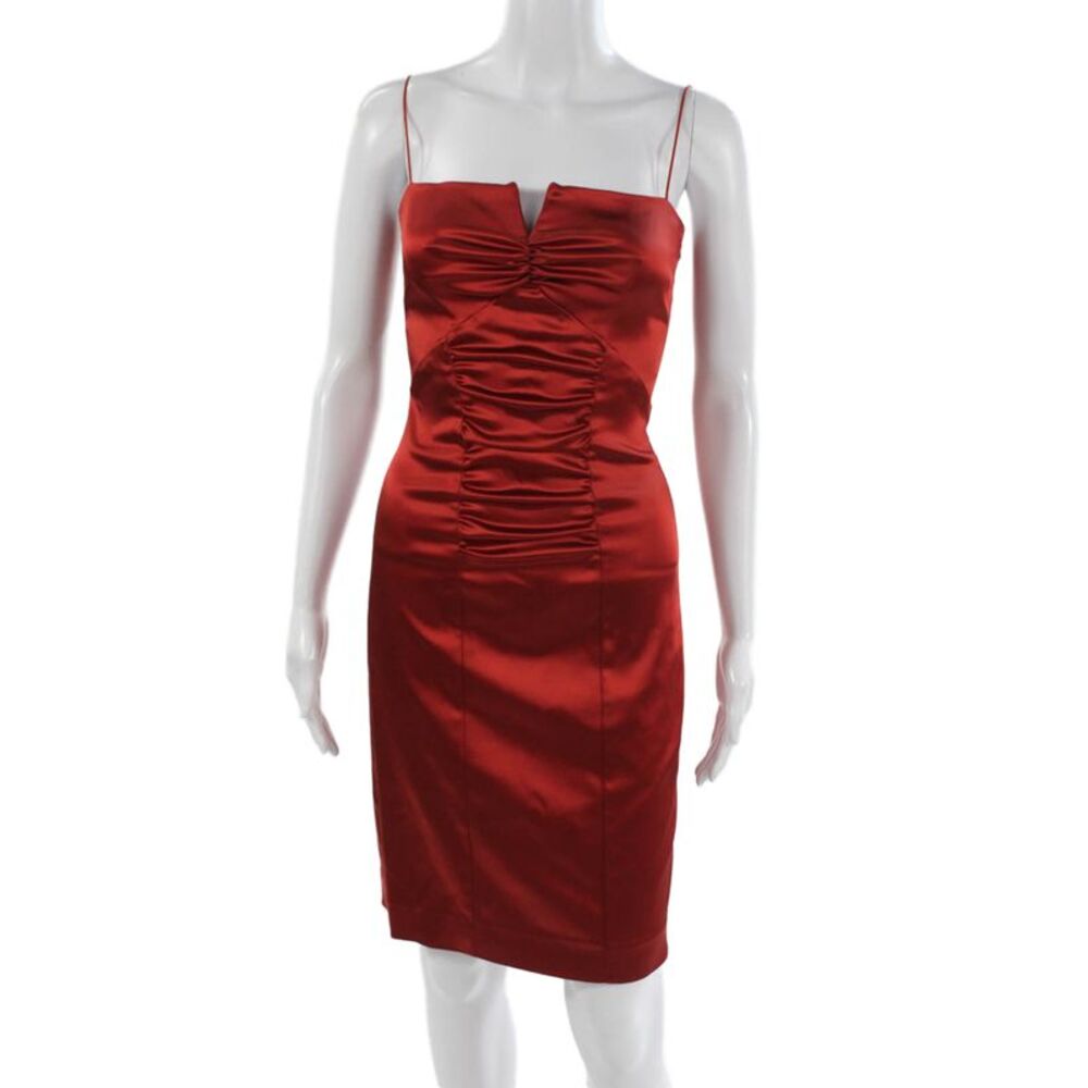 Nicole Miller Collection Women Tank Dress Red Square Neck Size 4